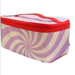 NWT Clinique Skincare Makeup Beauty Cosmetic Train Case Travel Bag Purple/Red